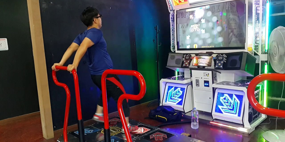 player dancing in a dance machine