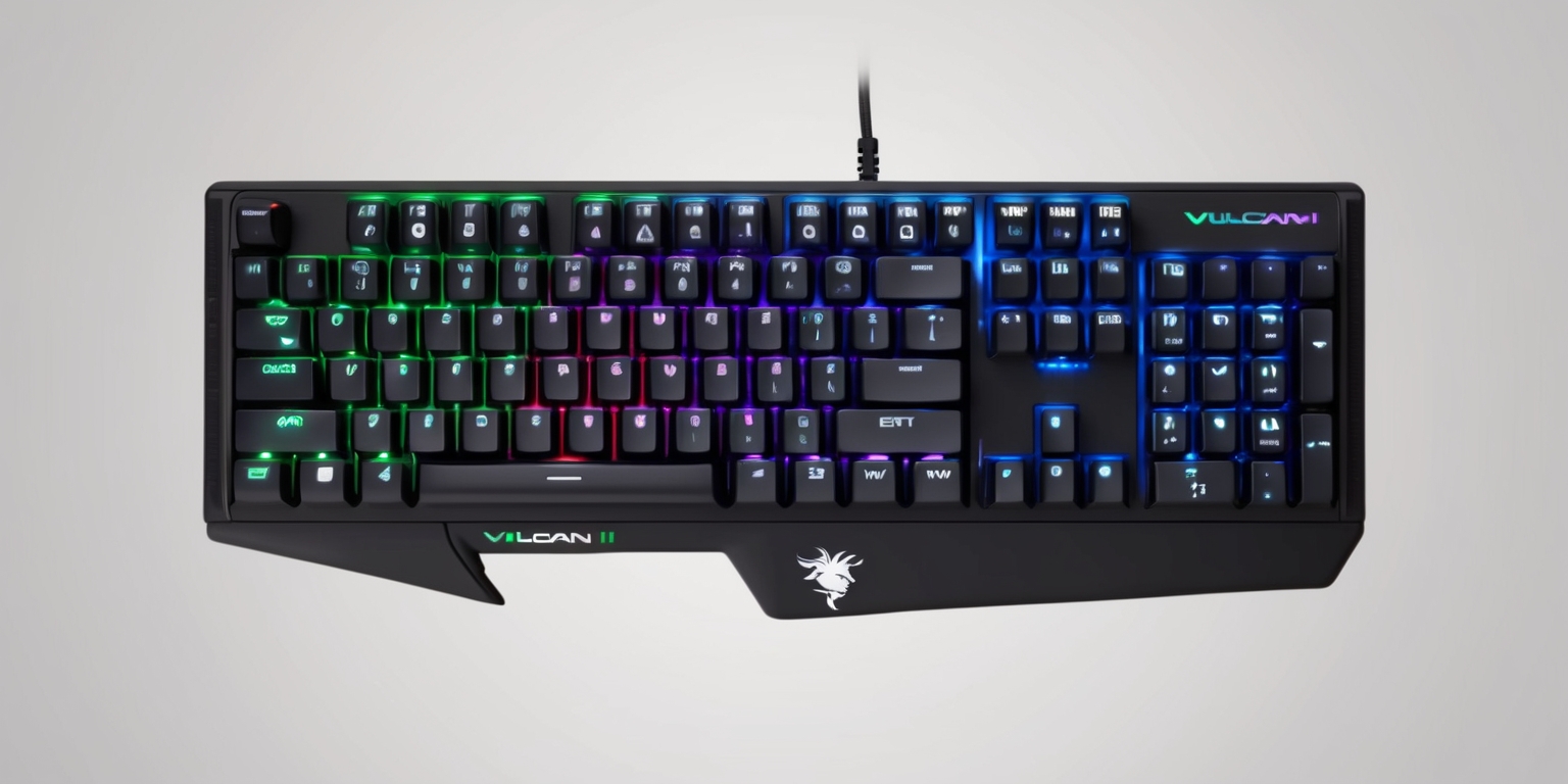 Turtle Beach Vulcan II TKL gaming keyboard with a sleek and modern design, showcasing its compact tenkeyless layout, backlit keys, and durable construction, set against a clean and simple background that allows the keyboard to be the focal point, with the Turtle Beach logo prominently displayed on the keyboard's body, the keys illuminated with a vibrant RGB lighting system, and the overall aesthetic conveying a sense of high-performance gaming and premium quality, with the keyboard's cables and connectors neatly managed to emphasize its tidy and organized appearance.